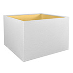 A white square lampshade with gold lining