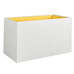 A white rectangular lampshade with gold lining