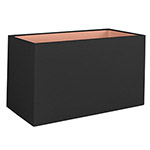 A black rectangular lampshade with copper lining