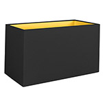 A black rectangle lampshade with gold lining