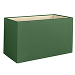 A rectangular lampshade in dark green