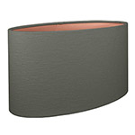 Oval_Charcoal_Copper An oval lampshade in dark grey fabric with copper coloured lining