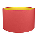 Red Gold Drum A red cylindrical lampshade with gold lining