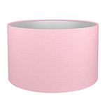 A pink drum lampshade with silver lining