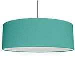 An extra large drum lampshade in teal with diffuser