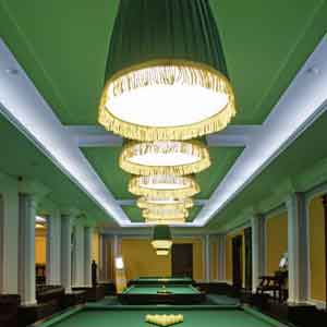 Bespoke traditional shades Green Traditional ceiling shades for hospitality and leisure trade project