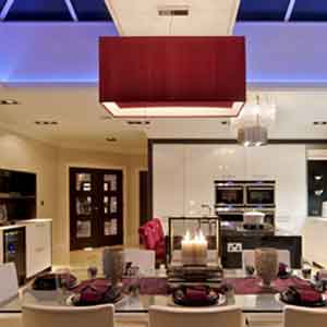 Bespoke Square Bespoke square lampshade above a kitchen table