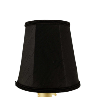 Empire faux silk chandelier shade in black with matching soutache trim