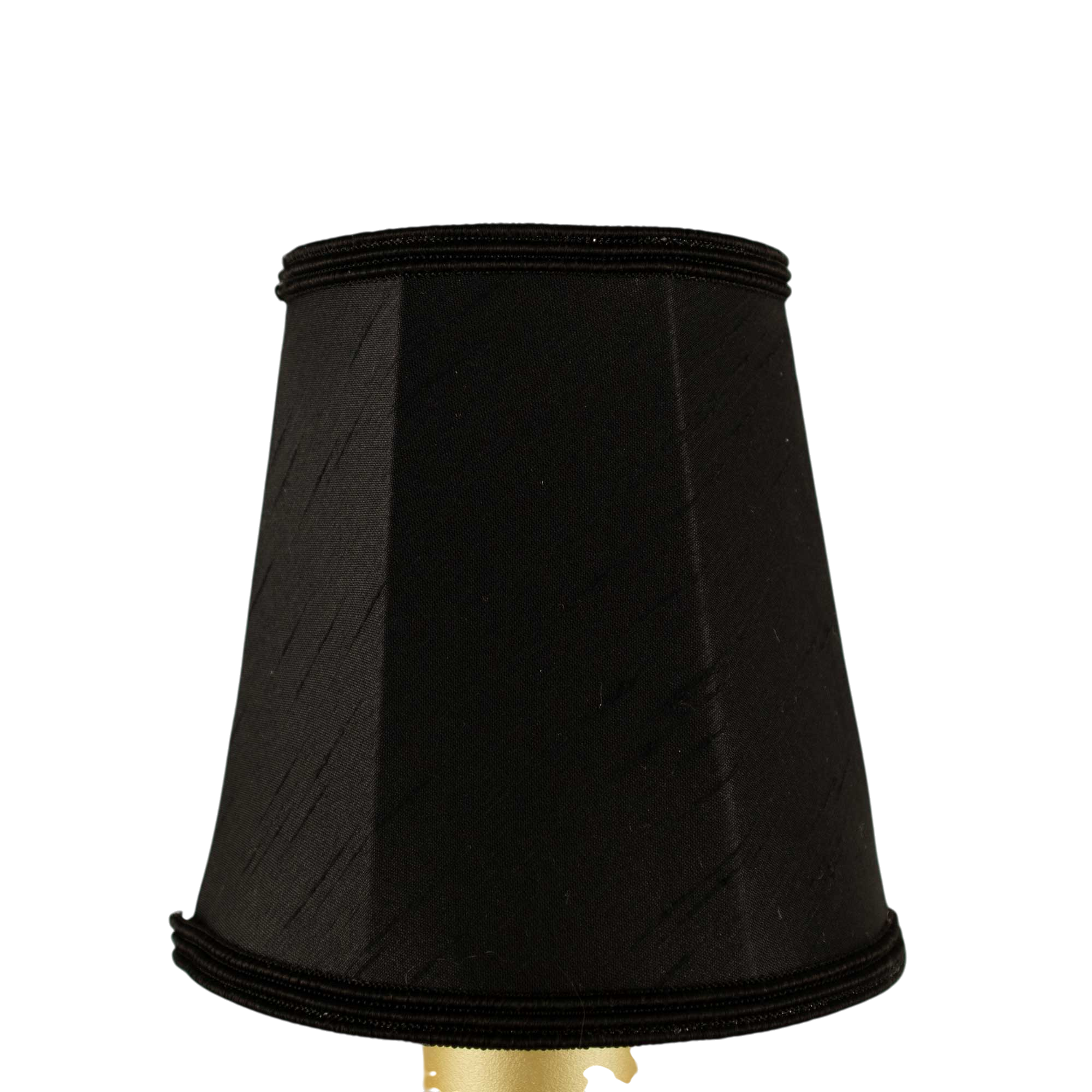 Empire faux silk chandelier shade in black with matching soutache trim