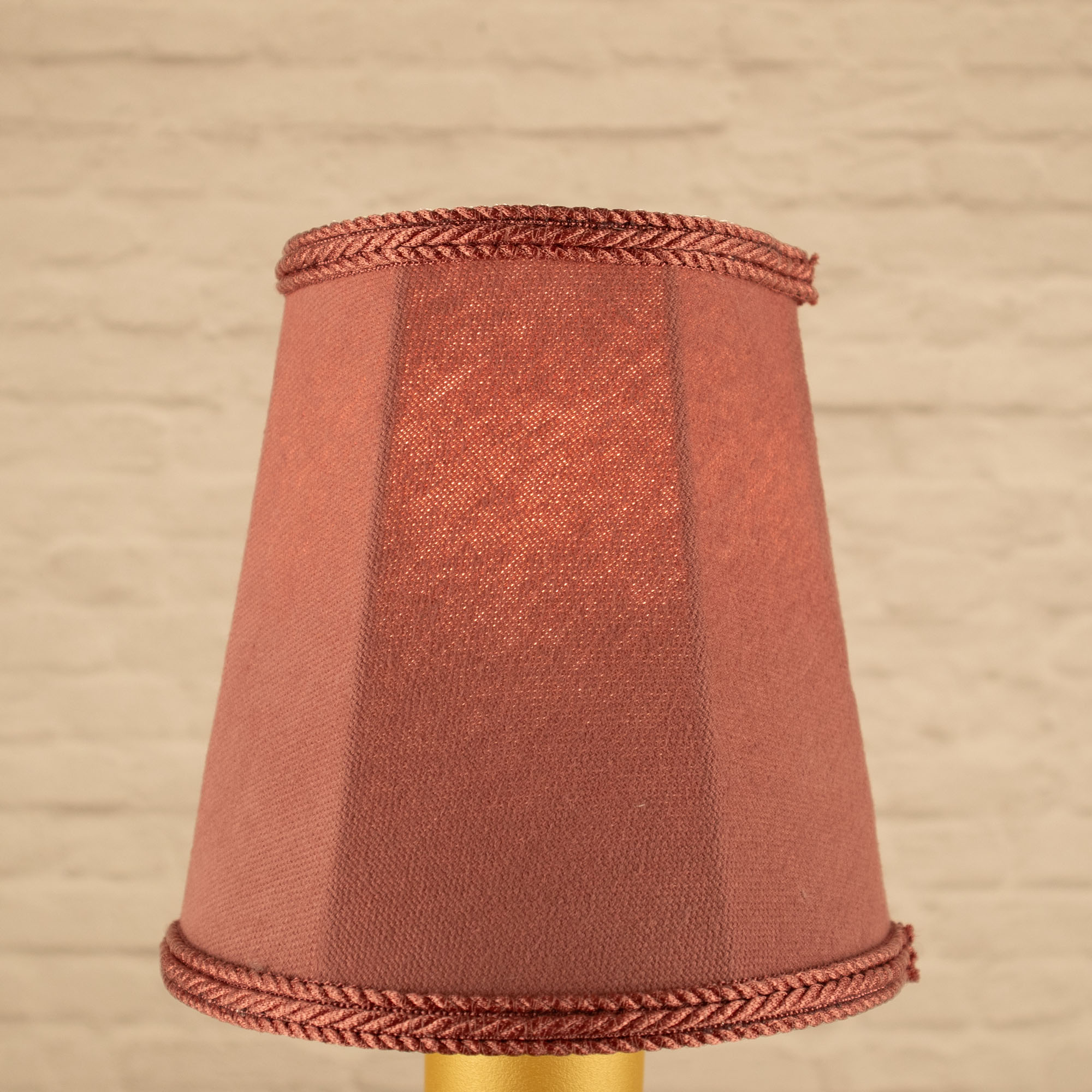 Lit bon bon empire brushed cotton candle shade with matching rope trim