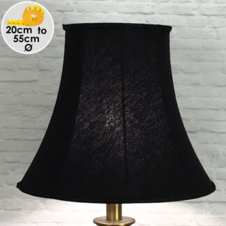 A Retro Bell shaped lampshade in a Black coloured Brushed Cotton with matching Black Trim