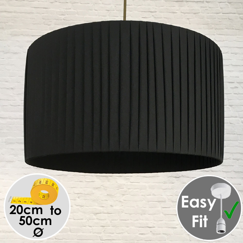 Pleated Drum Light Shade in Black Ribbon