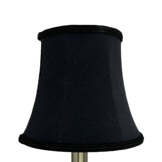 Bowed brushed cotton chandelier shade in black with matching soutache trim