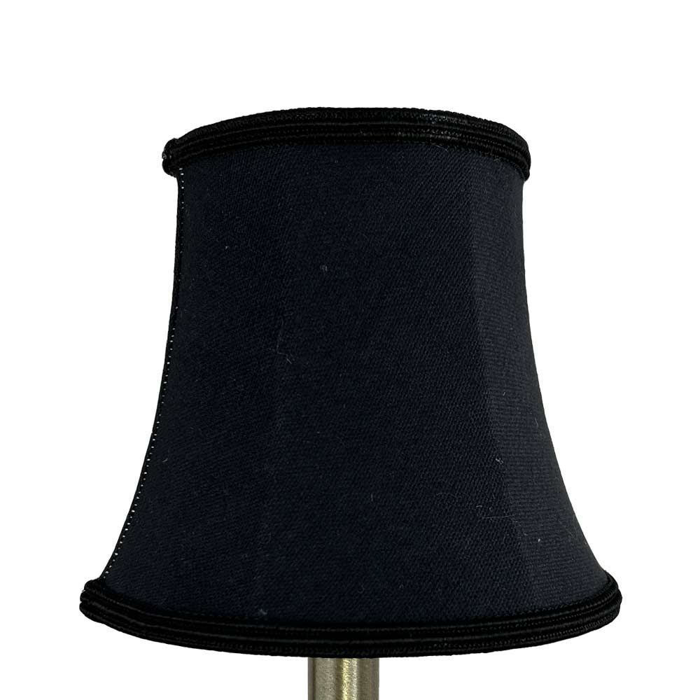 Bowed brushed cotton chandelier shade in black with matching soutache trim