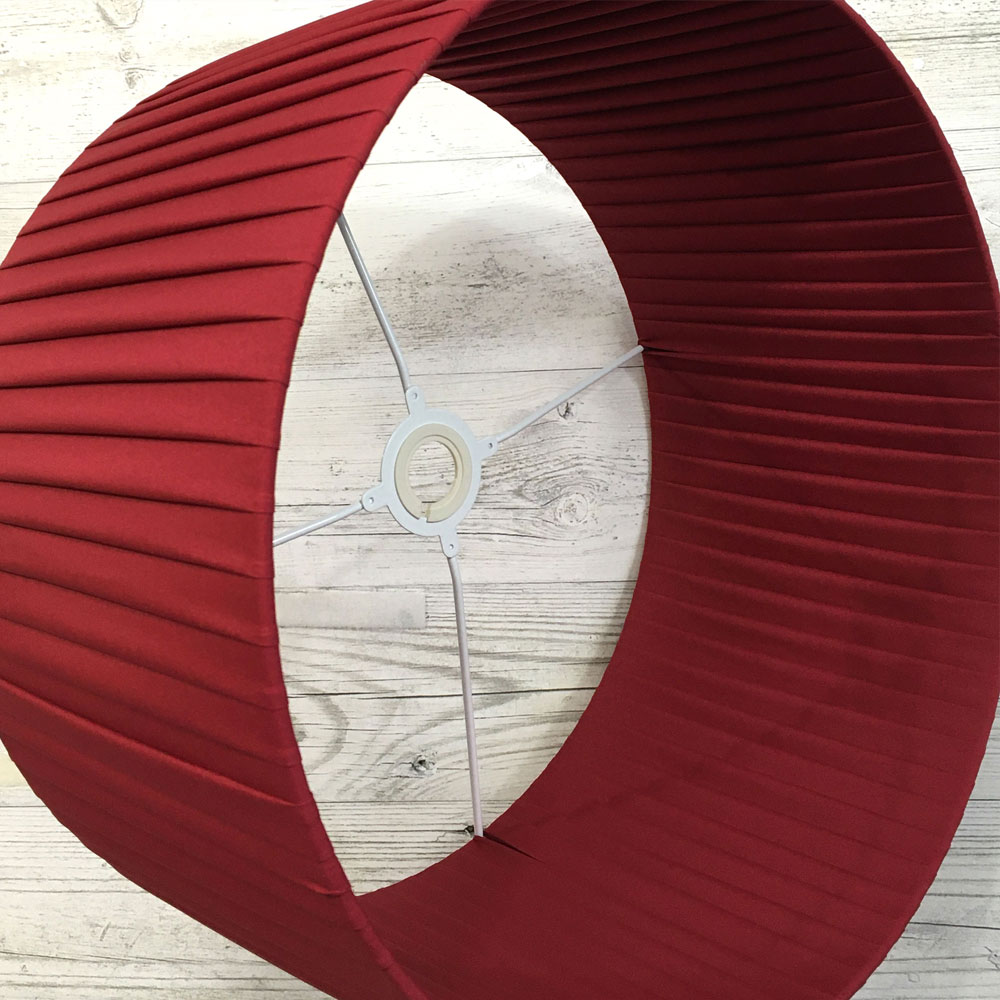 Burgundy Pleated Drum Lightshade shown on its side