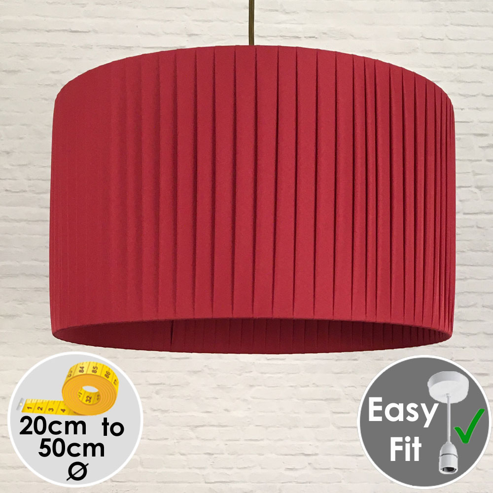 Pleated Drum Light Shade in Burgundy Ribbon