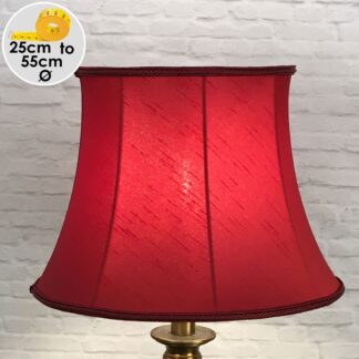 Traditional Burgundy Faux silk Bowed Drum with a matching Burgundy Rope Braid. Image shown switched on. Suitable for all Table, Floor and Standard Lamps.