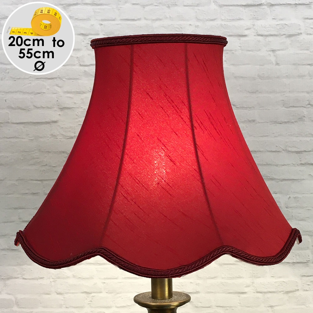 Retro Burgundy Scalloped Lampshade on a Table lamp