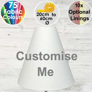 Custom Cone Click this cone lampshade to enter our shade builder and choose your size colour and lining