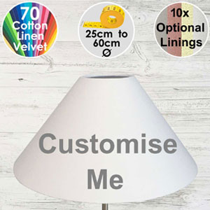 A coolie shape floor lampshade that can be customised in a range of fabrics. click to customise this coolie shade