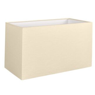 Our cream rectangle lampshade shown with a standard white PVC lining