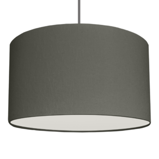 A charcoal drum hanging ceiling lampshade with white removable diffuser