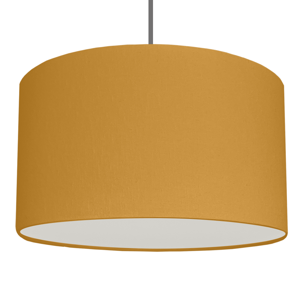 A old gold drum hanging ceiling lampshade with white removable diffuser