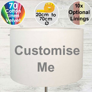 Custom Drum Click this drum lampshade to customise in your choice of white fabrics