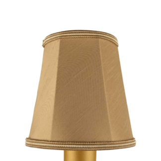 Empire faux silk chandelier shade in fawn with fawn and oyster soutache trim