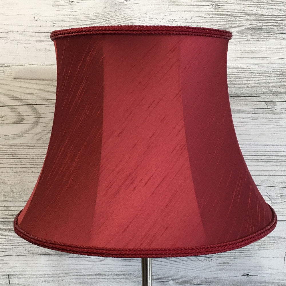 Vintage Ruby Faux Silk Bowed Drum Lampshade with a Matching Ruby Rope. Suitable for all Table, Floor and Standard Lamps. Switched Off