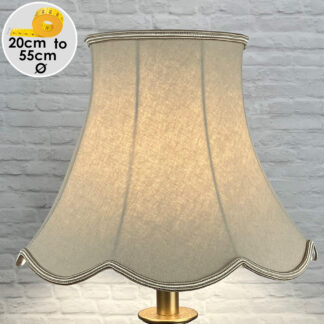 Fawn Scalloped Light shade on a Table lamp lit up