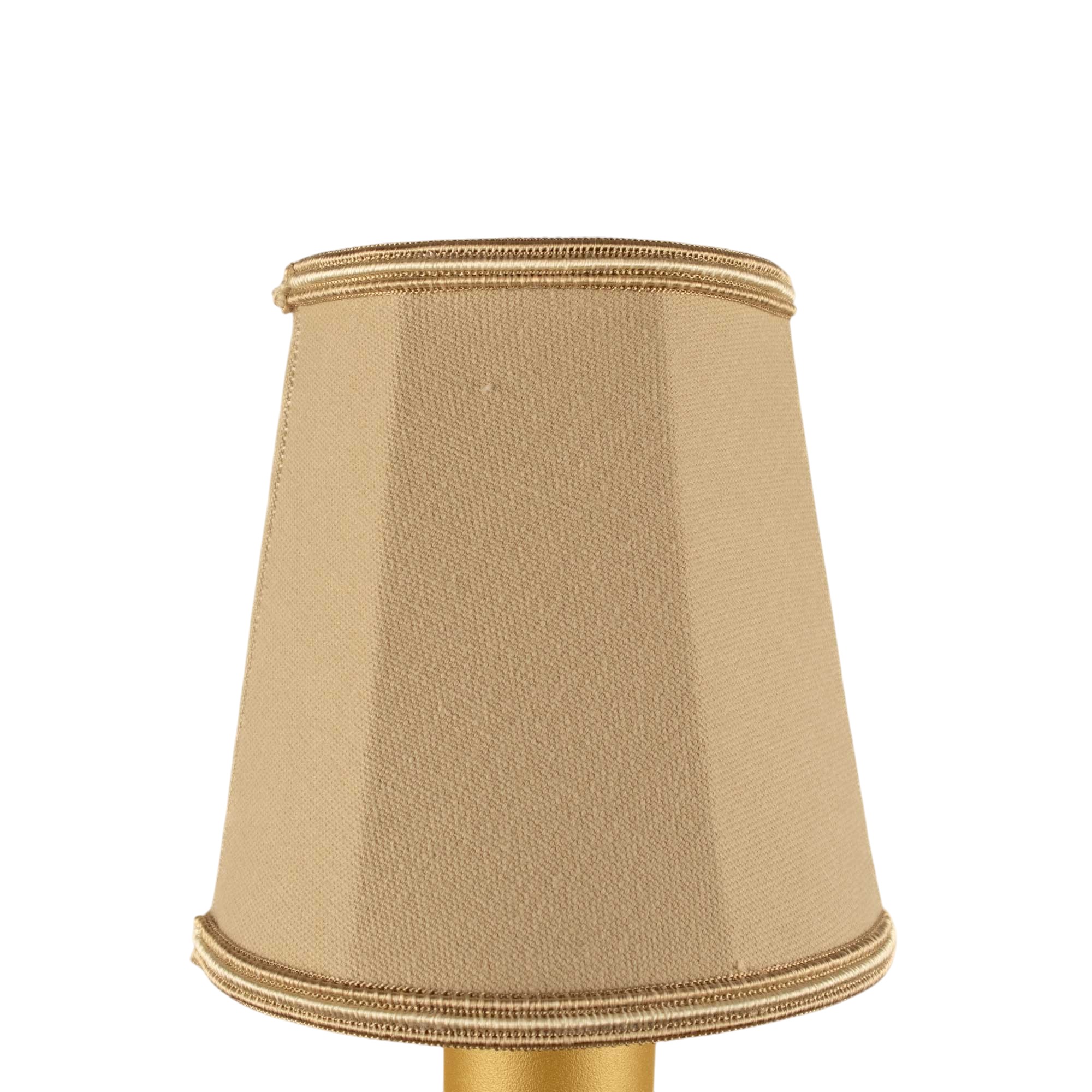 Empire brushed cotton candle shade in fawn with fawn and oyster soutache trim