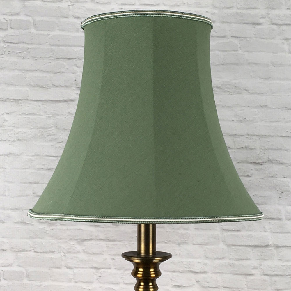 Traditional Moss Green Brushed Cotton Bowed Empire Lampshade with a two tone Green and Oyster Soutache trim for all Table, Floor and Standard Lamps