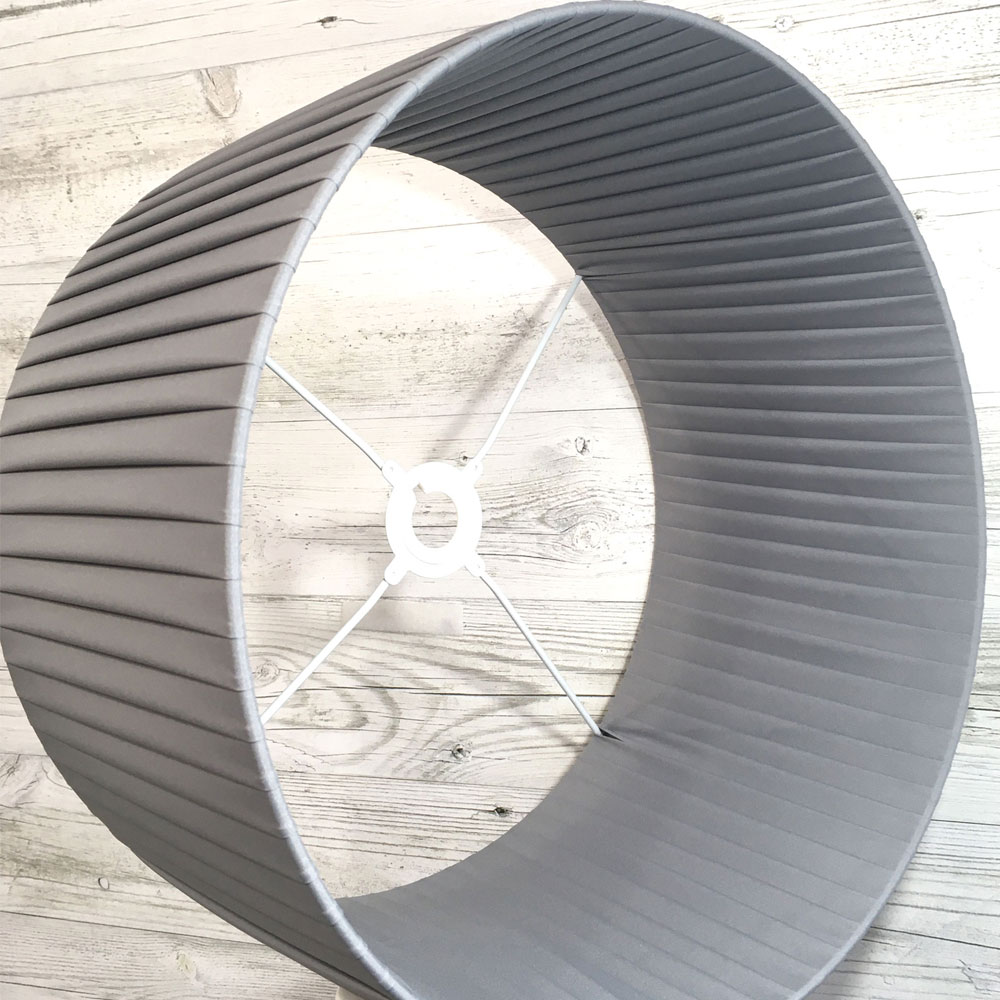 Grey Pleated Drum Lightshade shown on its side