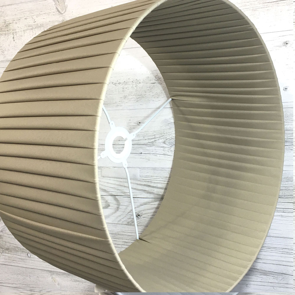 Khaki Pleated Drum Lightshade shown on its side