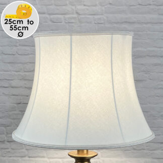 Traditional Natural Brushed Cotton Bowed Drum Lampshade with a matching Natural Soutache Braid, top and bottom for Floor Lamp