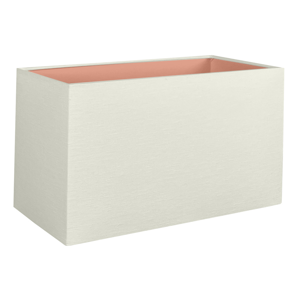 Our off white rectangular lampshade with metallic copper lining