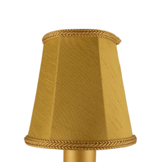 Empire faux silk chandelier shade in old gold with matching rope trim