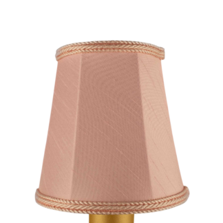 Empire faux silk chandelier shade in pale pink with matching rope trim