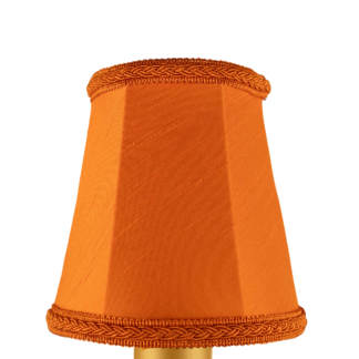 Empire faux silk chandelier shade in pumpkin with matching plait trim