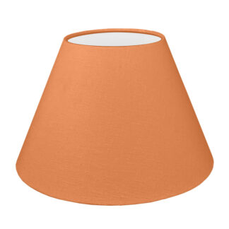 Our orange empire lampshade shown with a standard white PVC lining