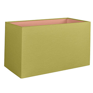 Earthy green rectangular lampshade with copper inner