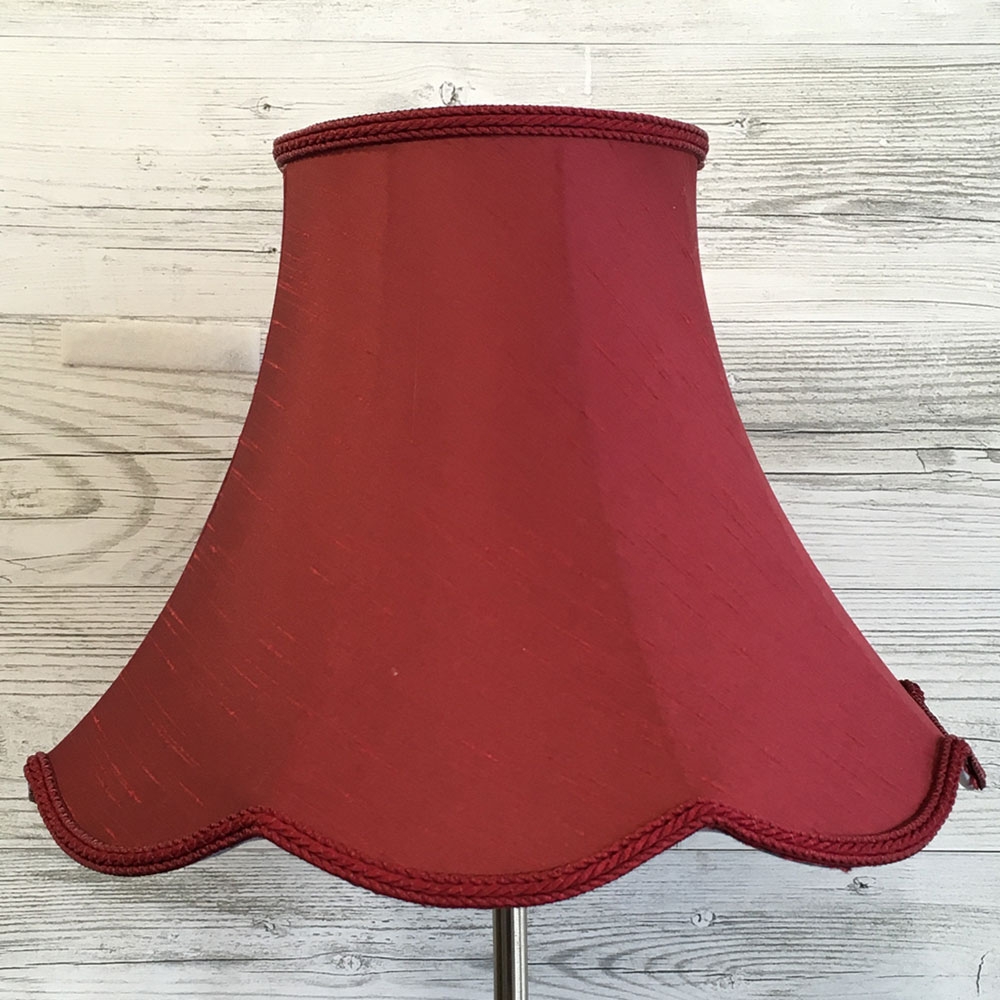 Ruby Scalloped Lampshade on a Standard lamp switched off