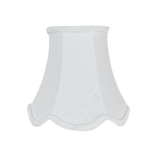 Scalloped Bowed Candle Lampshade in ivory fabric with decorative curved edge