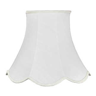 Scalloped bowed lampshade with curved empire shape and decorative trim