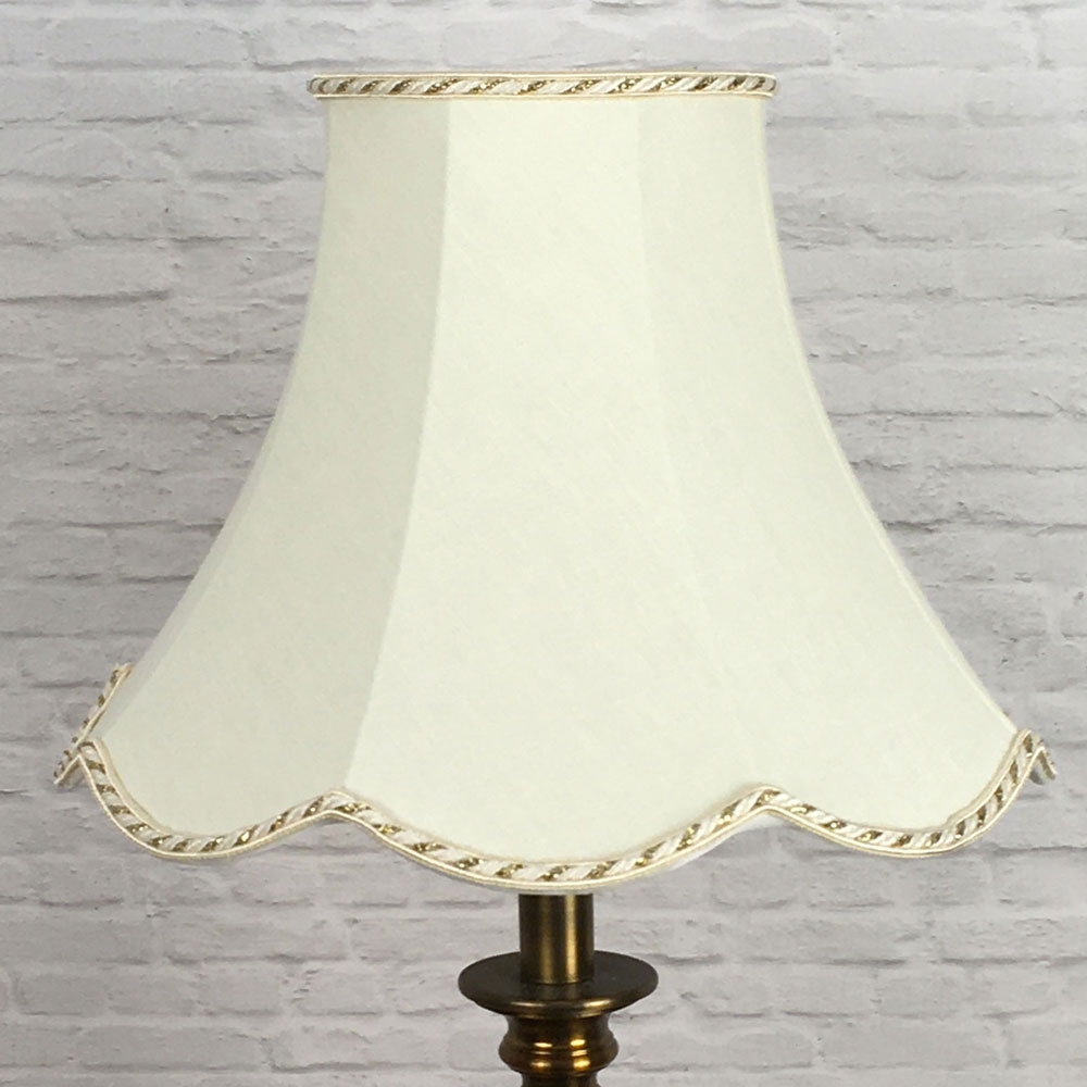 Cream Scalloped Lampshade on a Floor lamp switched off