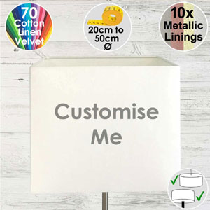 Custom square Click to customise a square lampshade with your choice of fabric and lining
