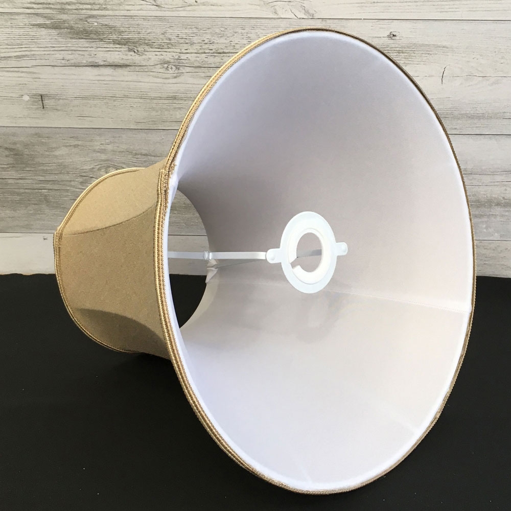 Side view of the Traditional Husk Linen Bowed Empire with its matching White Soutache Trim. Inside shows the soft white balloon lining.
