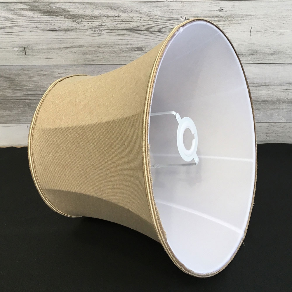 Inside view of the Husk Cotton Linen Bowed Drum with a Rose Soutache. Showing the soft white internal lining.