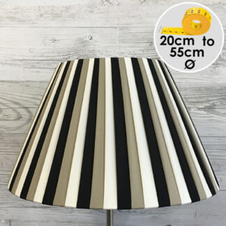 Pleated Empire Lampshade in Khaki, Cream and Black Stripe.